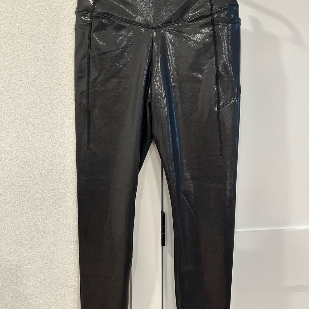 PINK Metallic Black Leggings